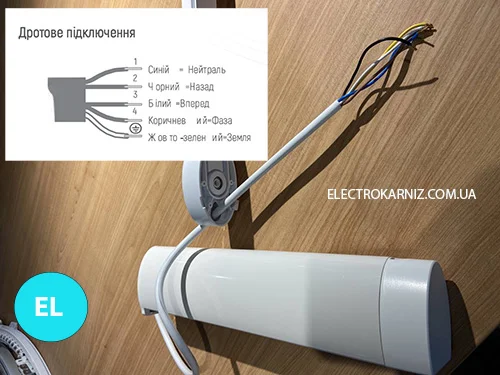 Підключення кабелю до електроприводу для штор Dooya Smart